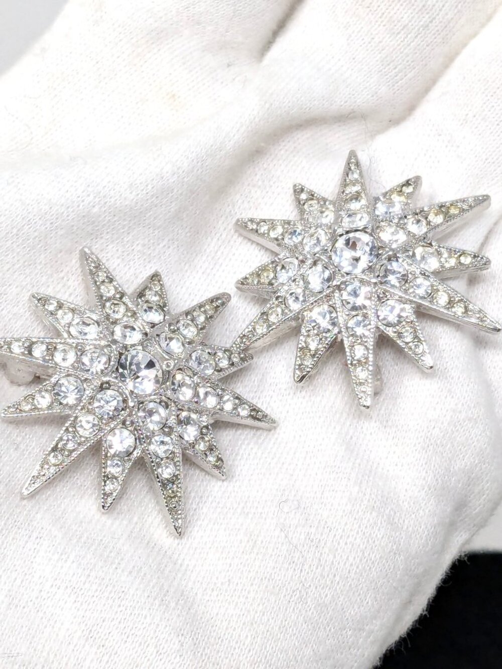 Kenneth Lane Starburst Brooches Scatter Pins 1960s 2 pc Silver Tone Signed